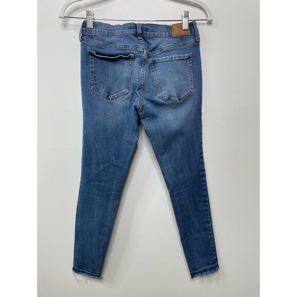 Aero Jeans Jegging Pants Medium Blue Wash Skinny Stretch Raw Hem Cropped 2 - Picture 6 of 11